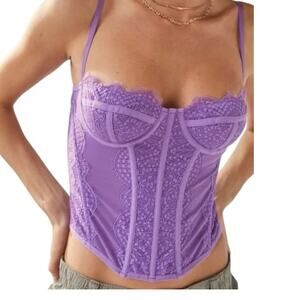 UO Out From Under Modern Love Corset Violet Lace Large NWT